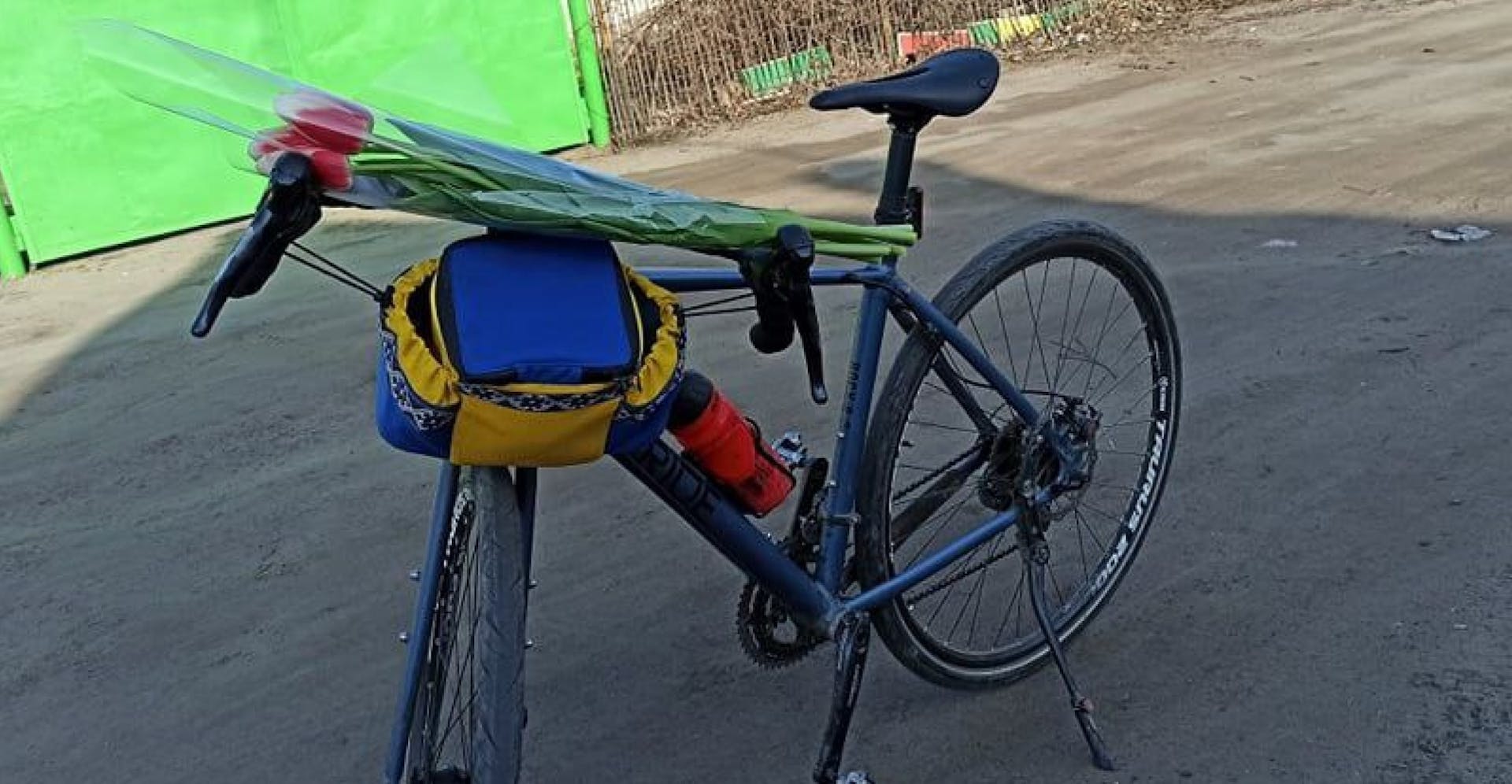 Bicycle with framepack bag and bumBag